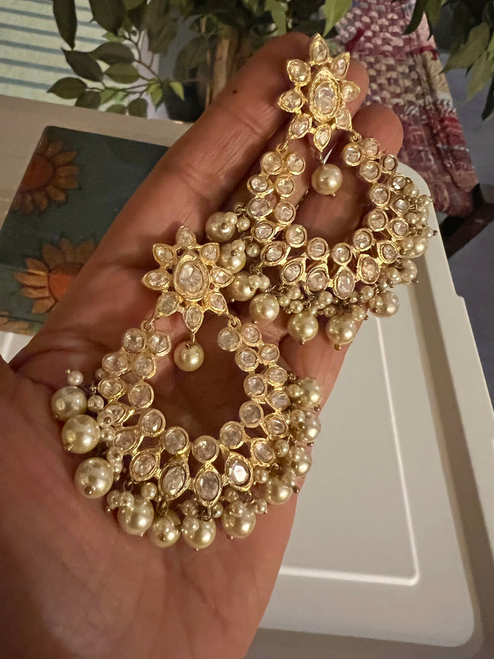 Pure 925 Silver Classic Pearls and Polki Chandbaalis