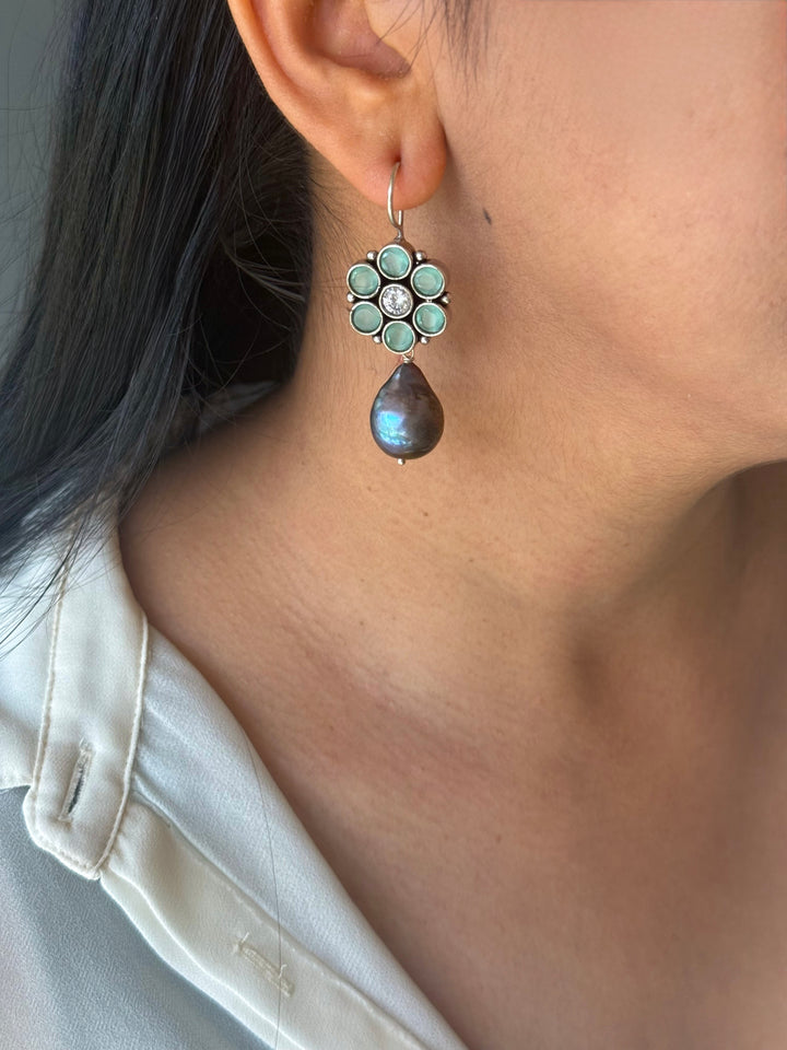 Handmade Baroque Pearl Drop Earrings | SHIVKA | 5.5x2 cm | 20g Pair | Ear Wire | Statement Jewelry