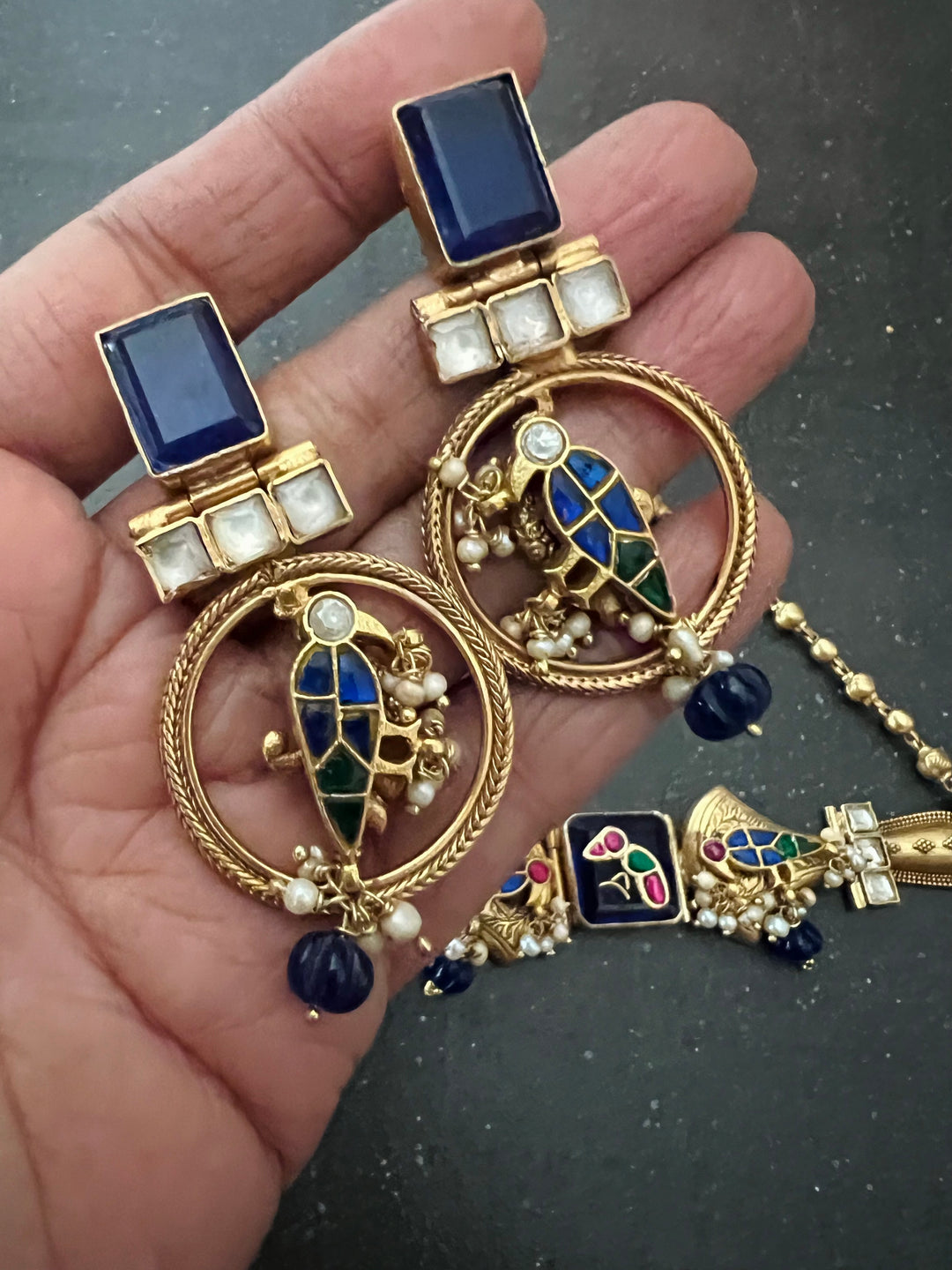 Neel Panchhi Choker Set Blue – 925 Silver Choker Set