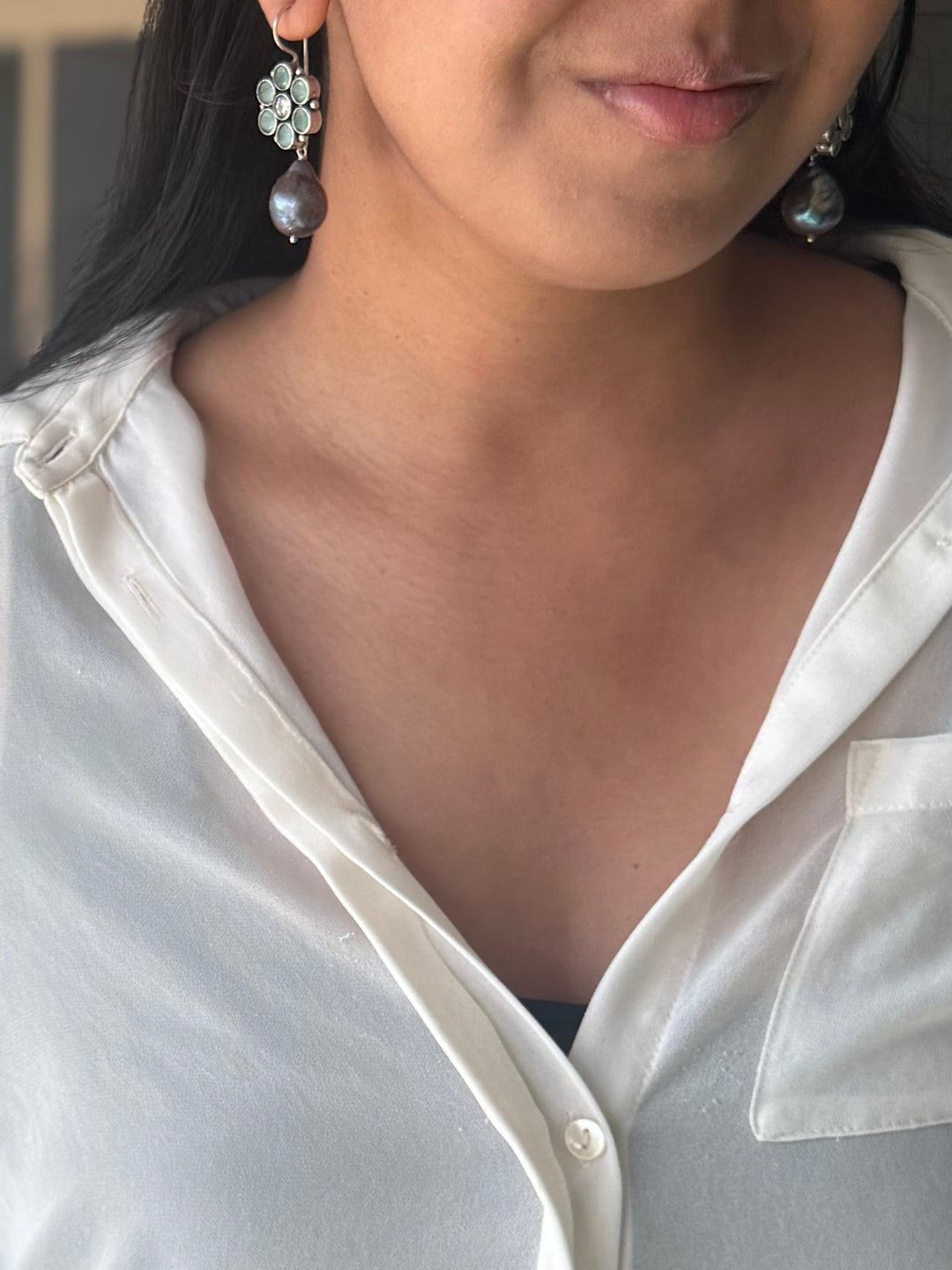 Handmade Baroque Pearl Drop Earrings | SHIVKA | 5.5x2 cm | 20g Pair | Ear Wire | Statement Jewelry