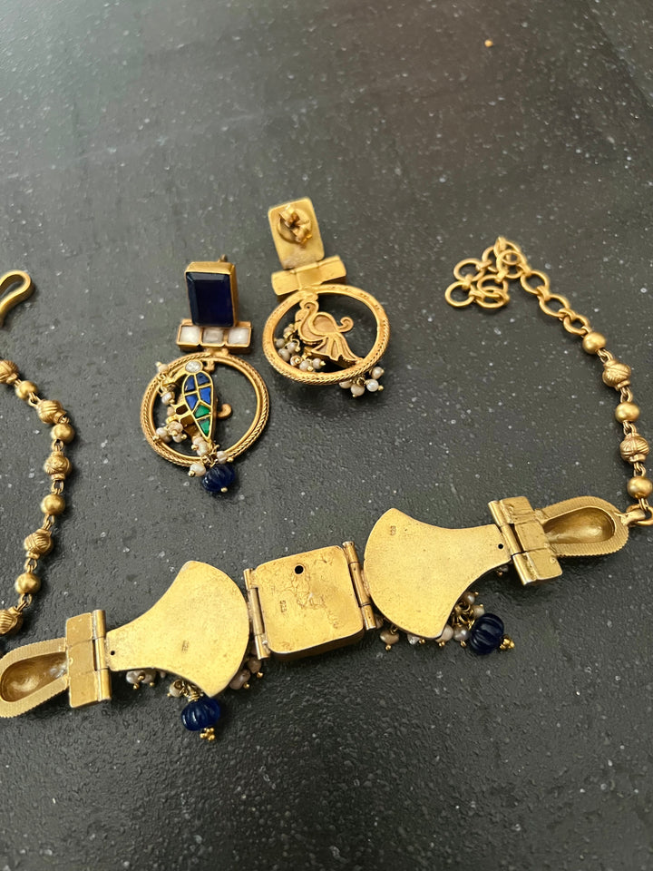 Neel Panchhi Choker Set Blue – 925 Silver Choker Set