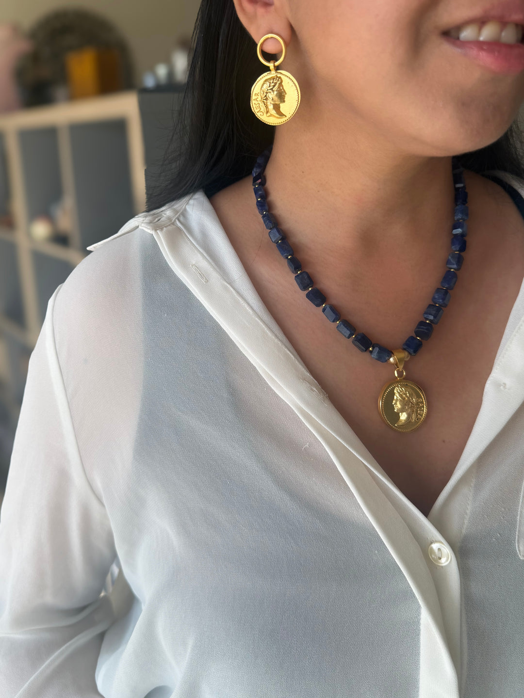Handmade Designer Caeser Soda Lite Necklace Set | SHIVKA