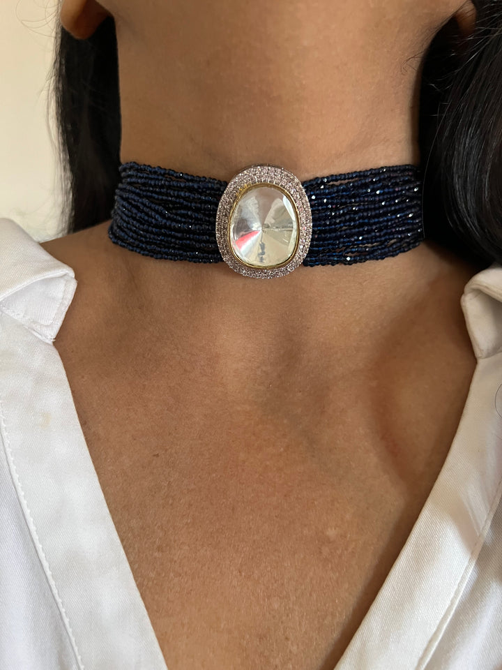 Minimalist Victorian Kundan Choker with Studs