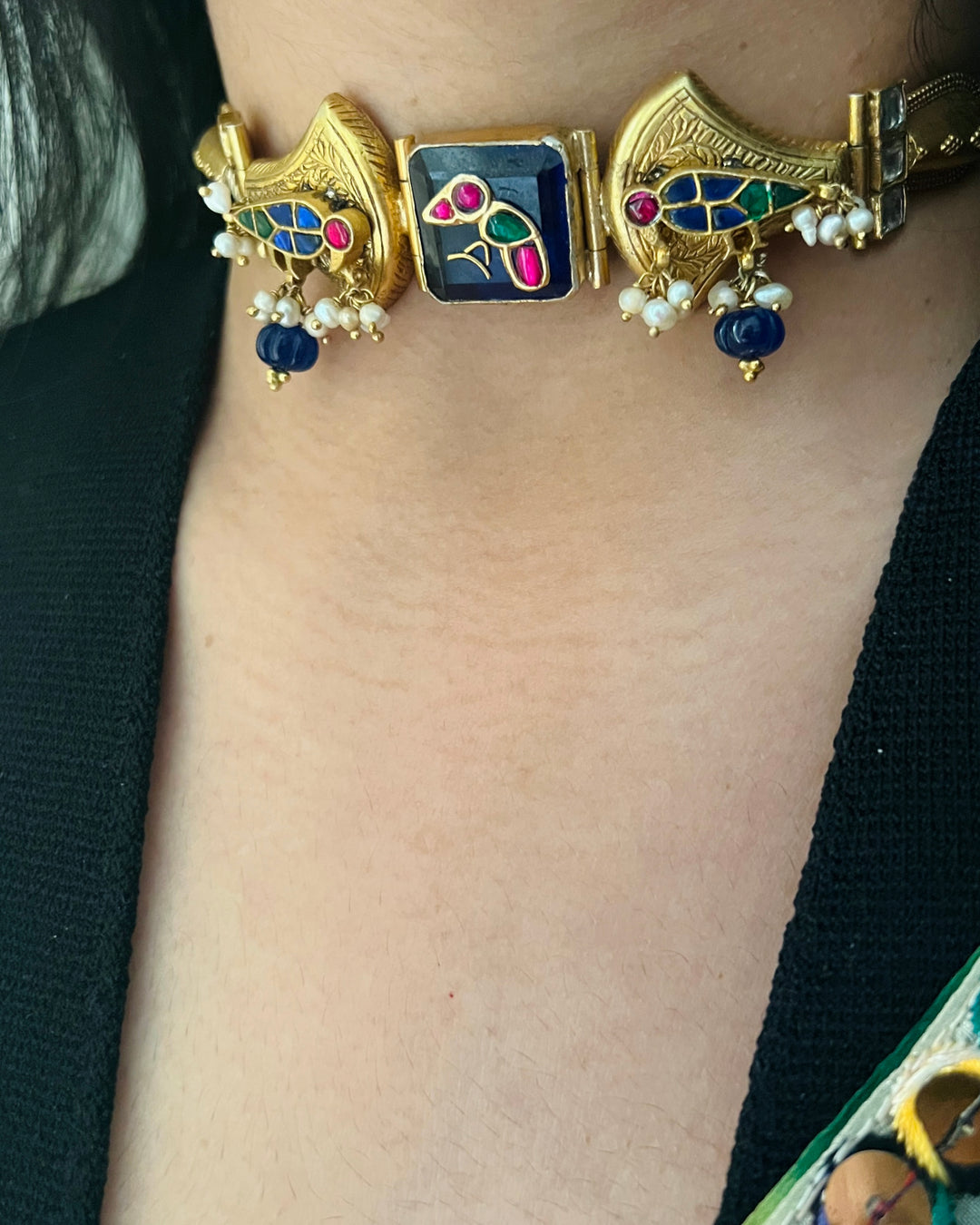 Neel Panchhi Choker Set Blue – 925 Silver Choker Set