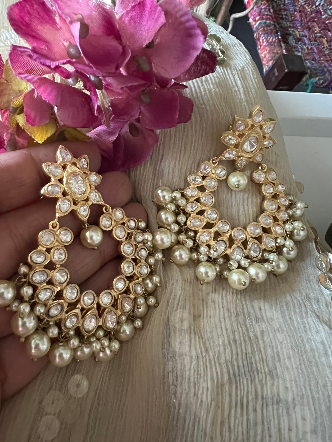 Pure 925 Silver Classic Pearls and Polki Chandbaalis
