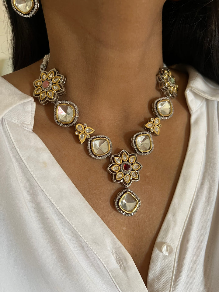 Glamorous Brass and Stone Jewelry Set
