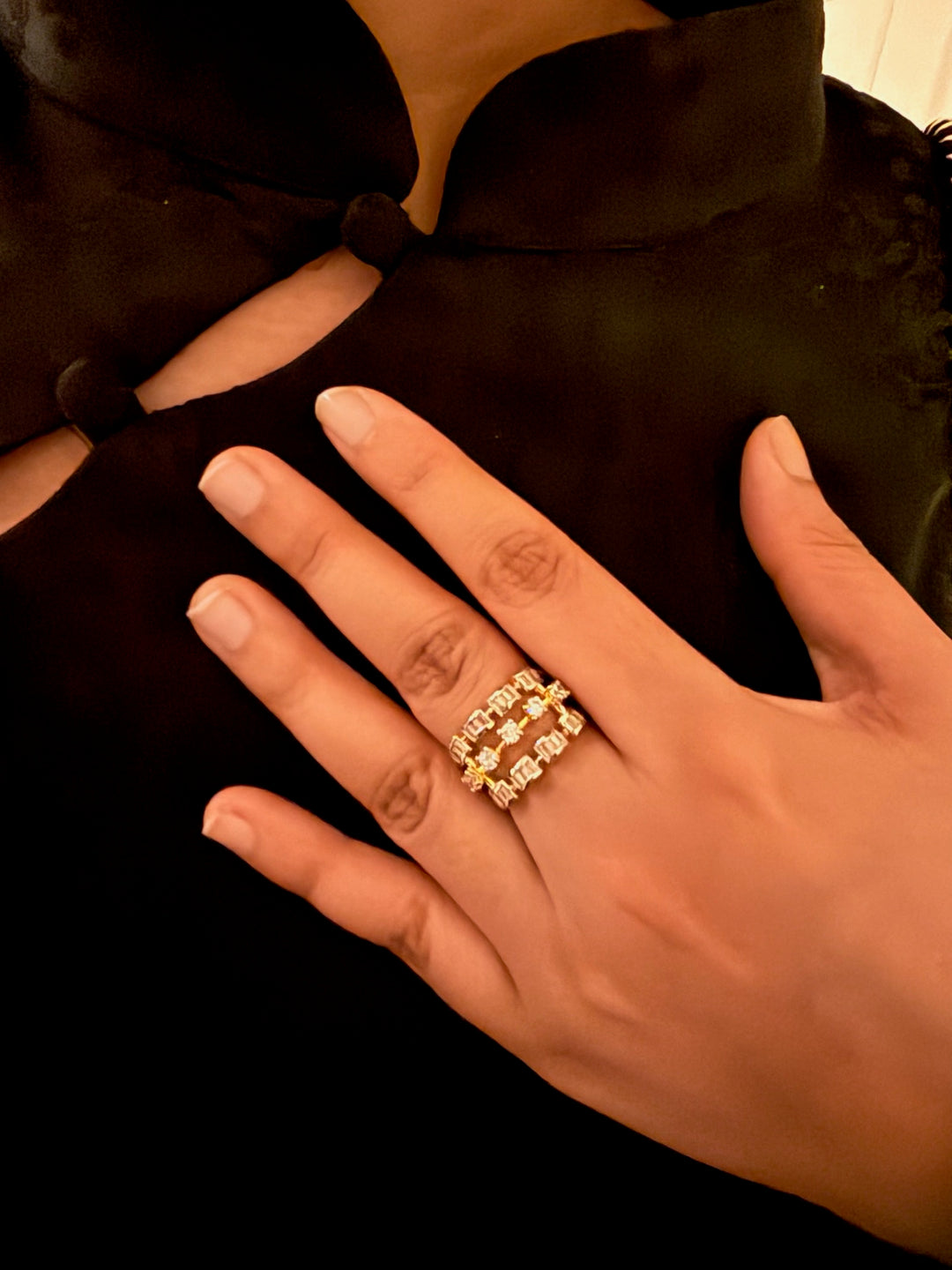 Exclusive Silver Ring with Faux Diamonds – Perfect for Weddings & Festivals