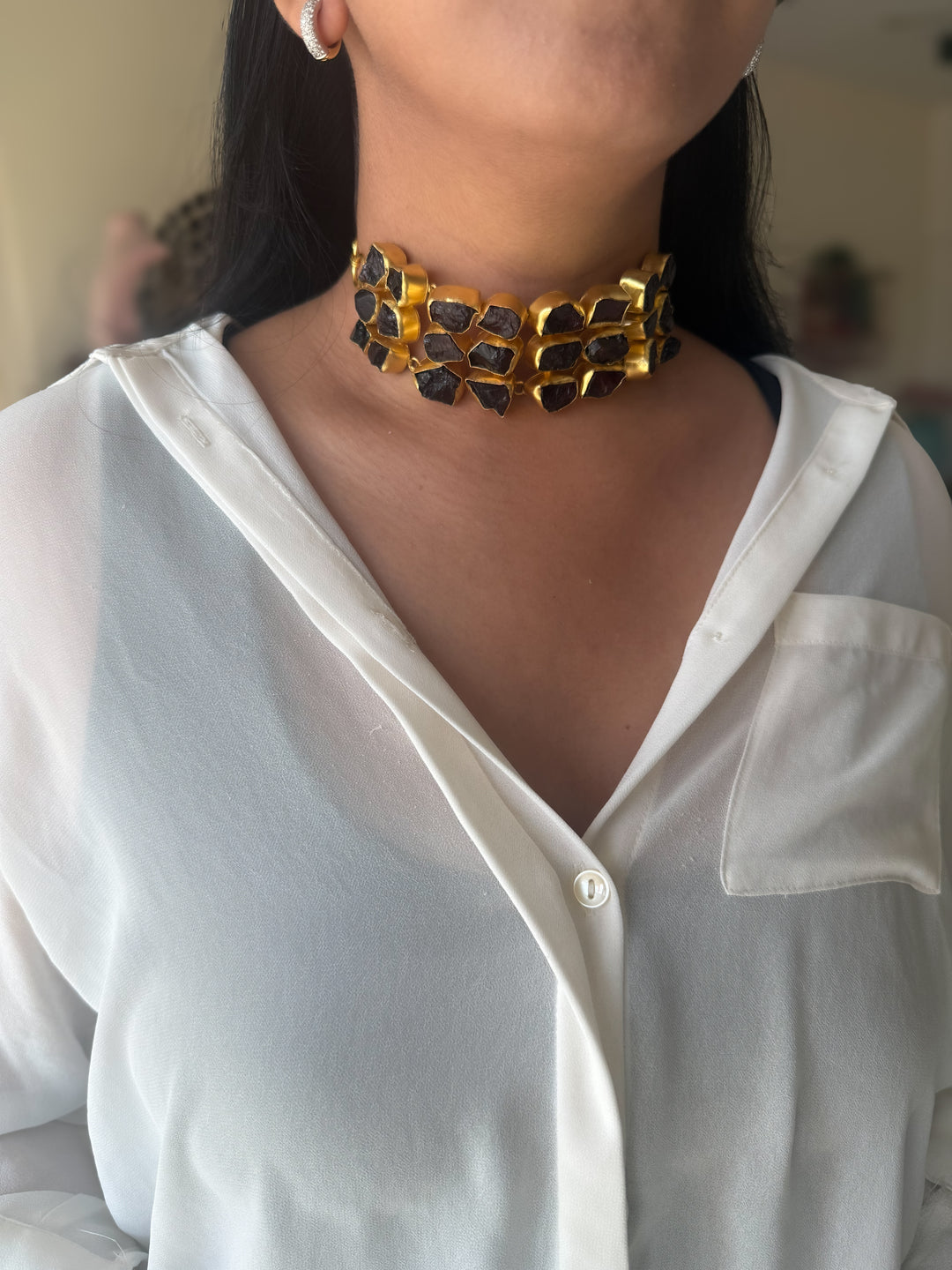Statement Choker – Gold Brass, Adjustable Necklace