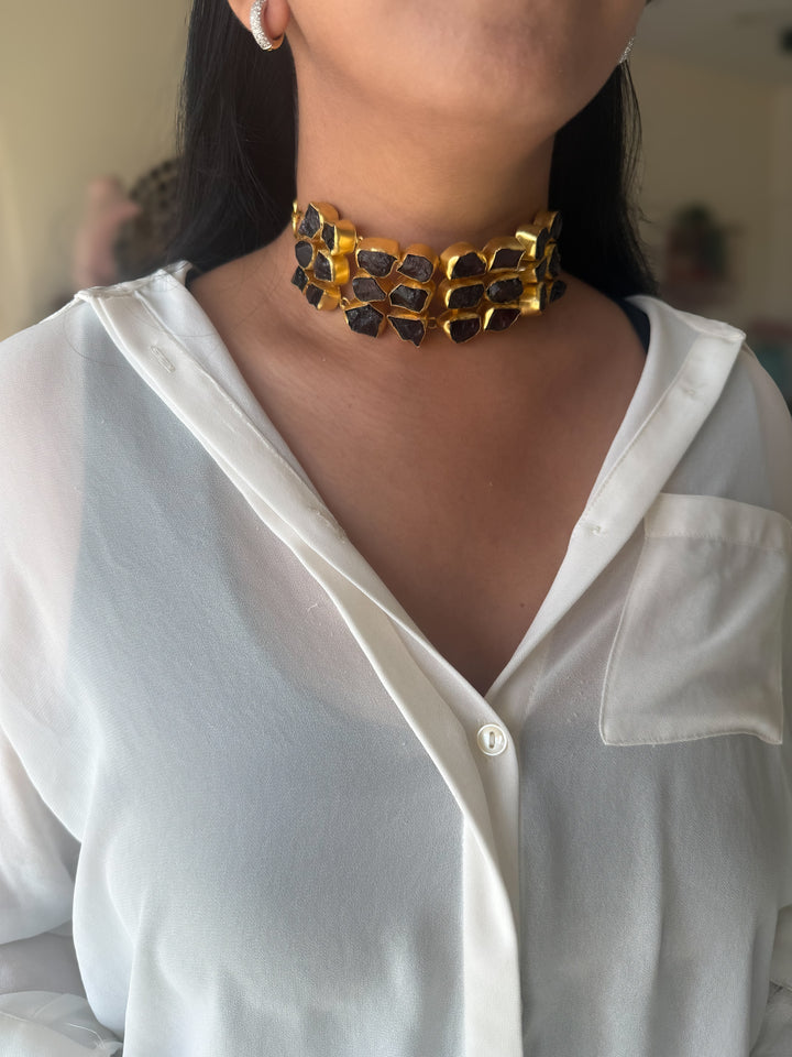 Statement Choker – Gold Brass, Adjustable Necklace