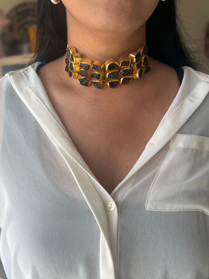 Statement Choker – Gold Brass, Adjustable Necklace
