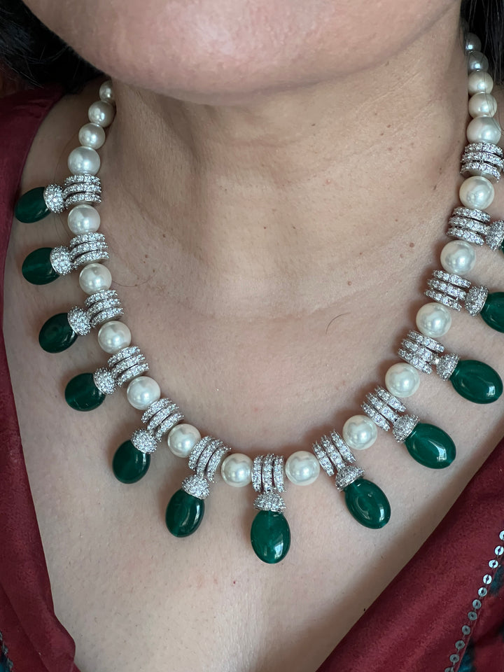 Beautiful Pearl and CZ Necklace Set - Unmatched Quality and Style