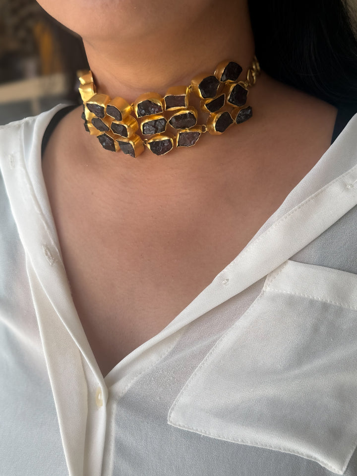 Statement Choker – Gold Brass, Adjustable Necklace