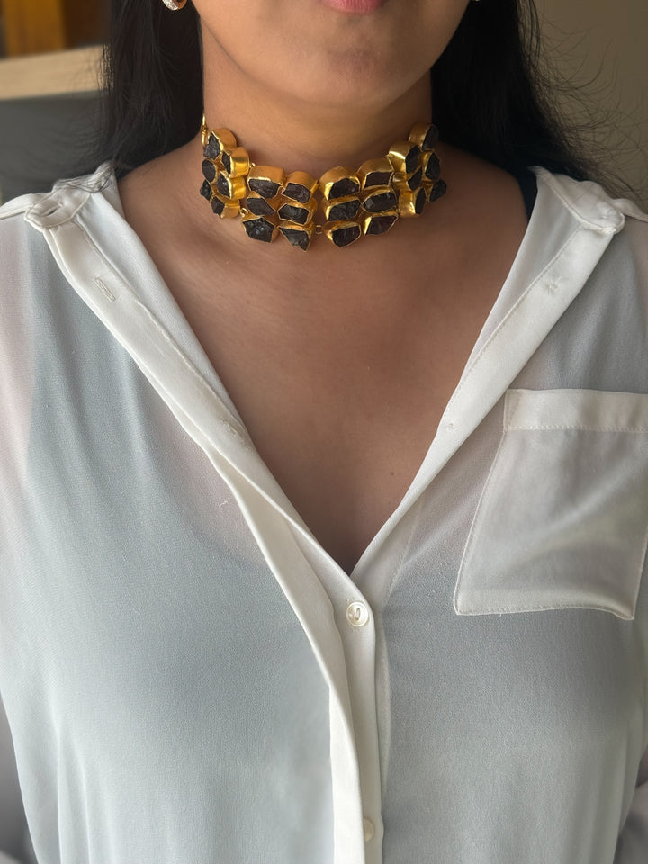 Statement Choker – Gold Brass, Adjustable Necklace