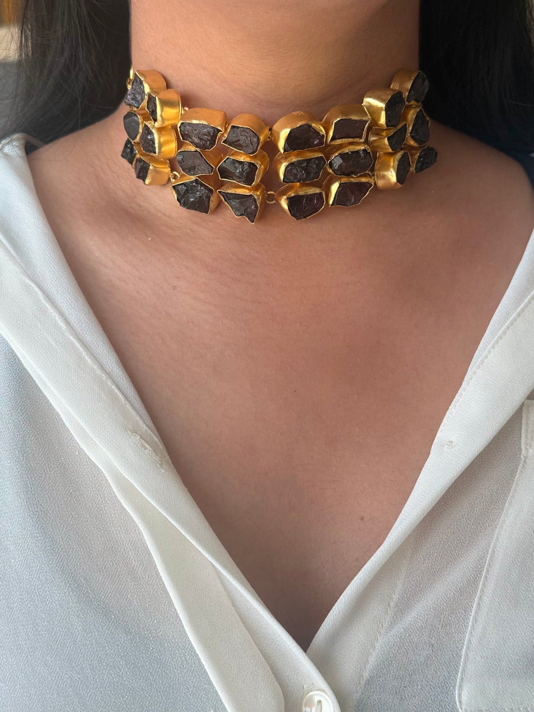 Statement Choker – Gold Brass, Adjustable Necklace