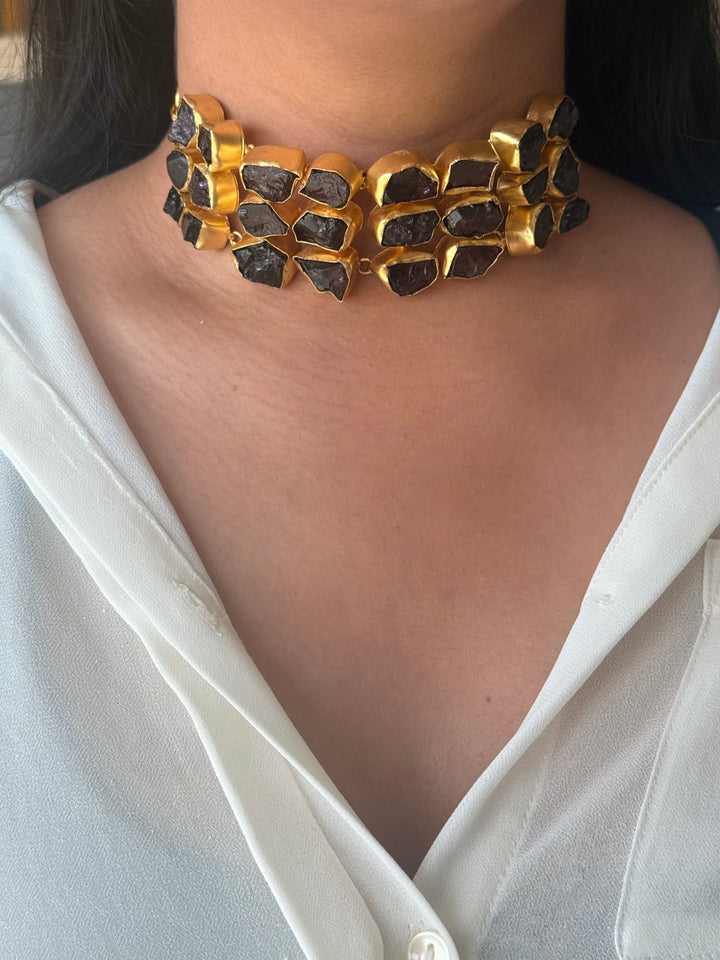 Statement Choker – Gold Brass, Adjustable Necklace