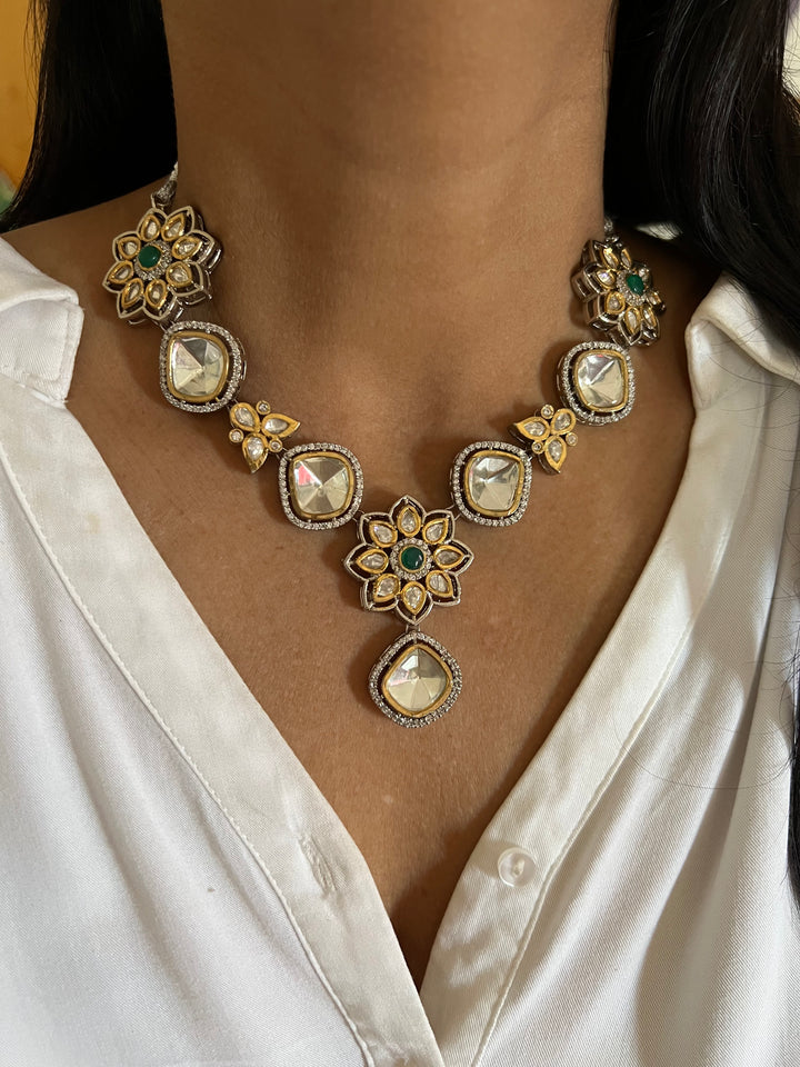 Glamorous Brass and Stone Jewelry Set