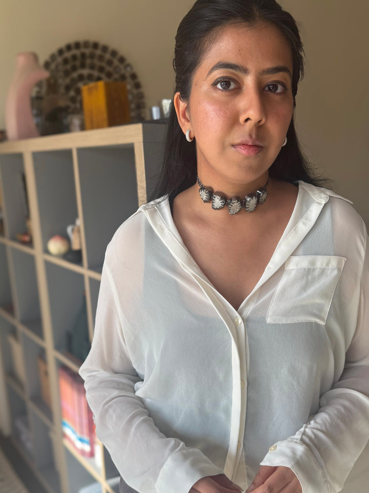 Statement Choker – Black Rhodium Brass, Adjustable Necklace