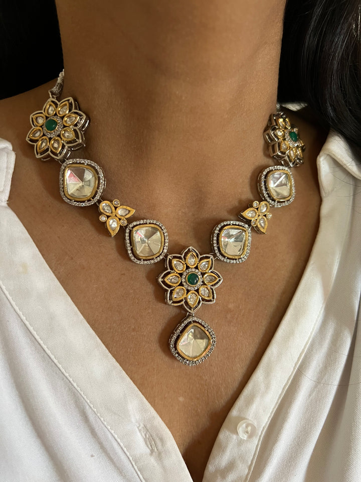 Glamorous Brass and Stone Jewelry Set