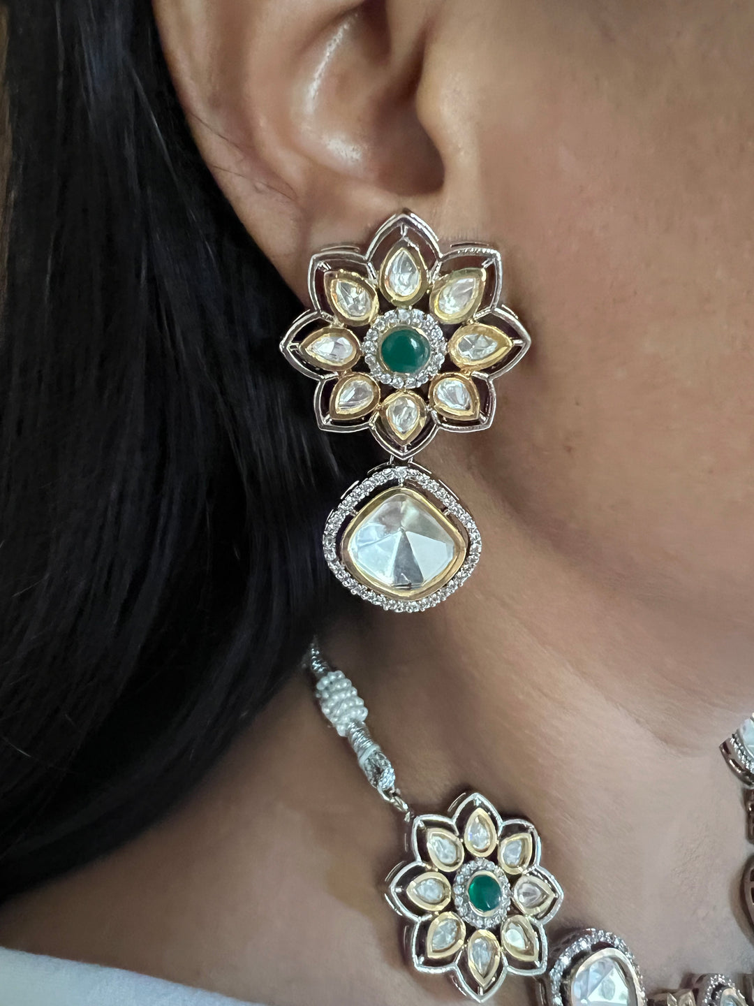 Glamorous Brass and Stone Jewelry Set