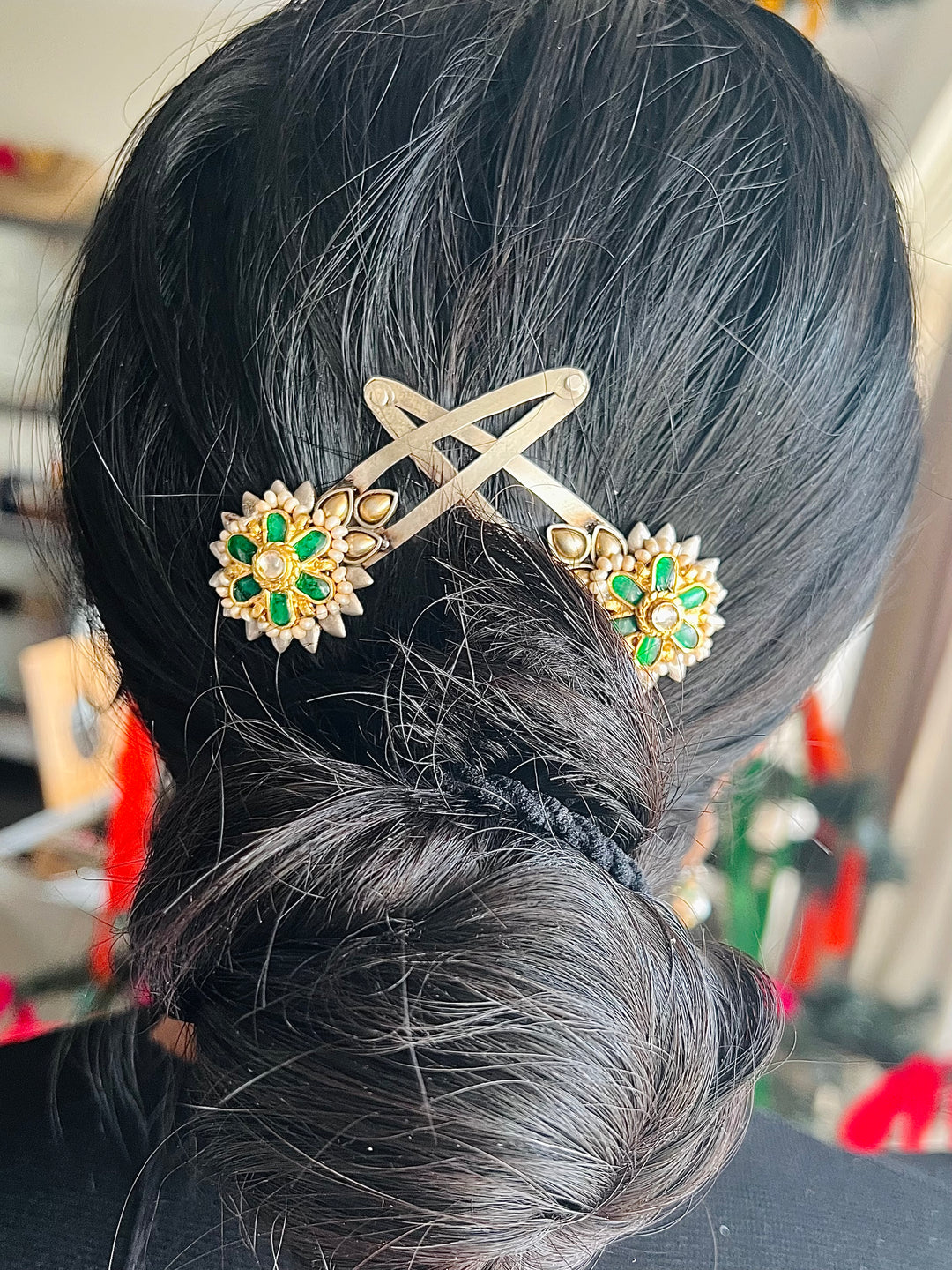 Handmade 925 Silver Kundan Hairpin Set | Premium Artisan Bridal Hair Accessories by SHIVKA