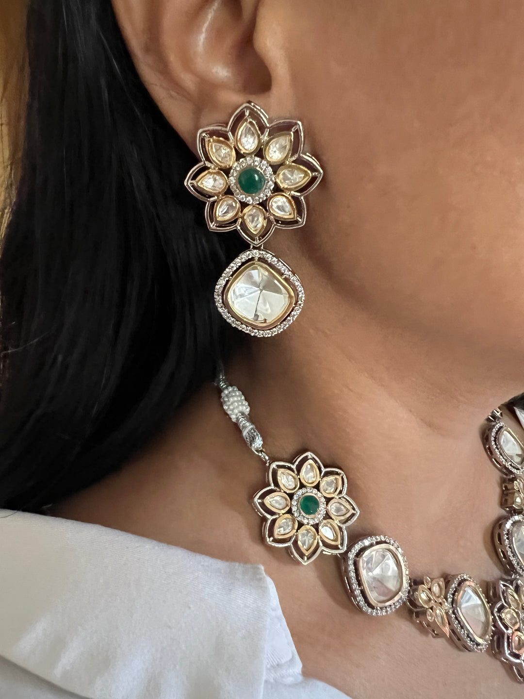 Glamorous Brass and Stone Jewelry Set