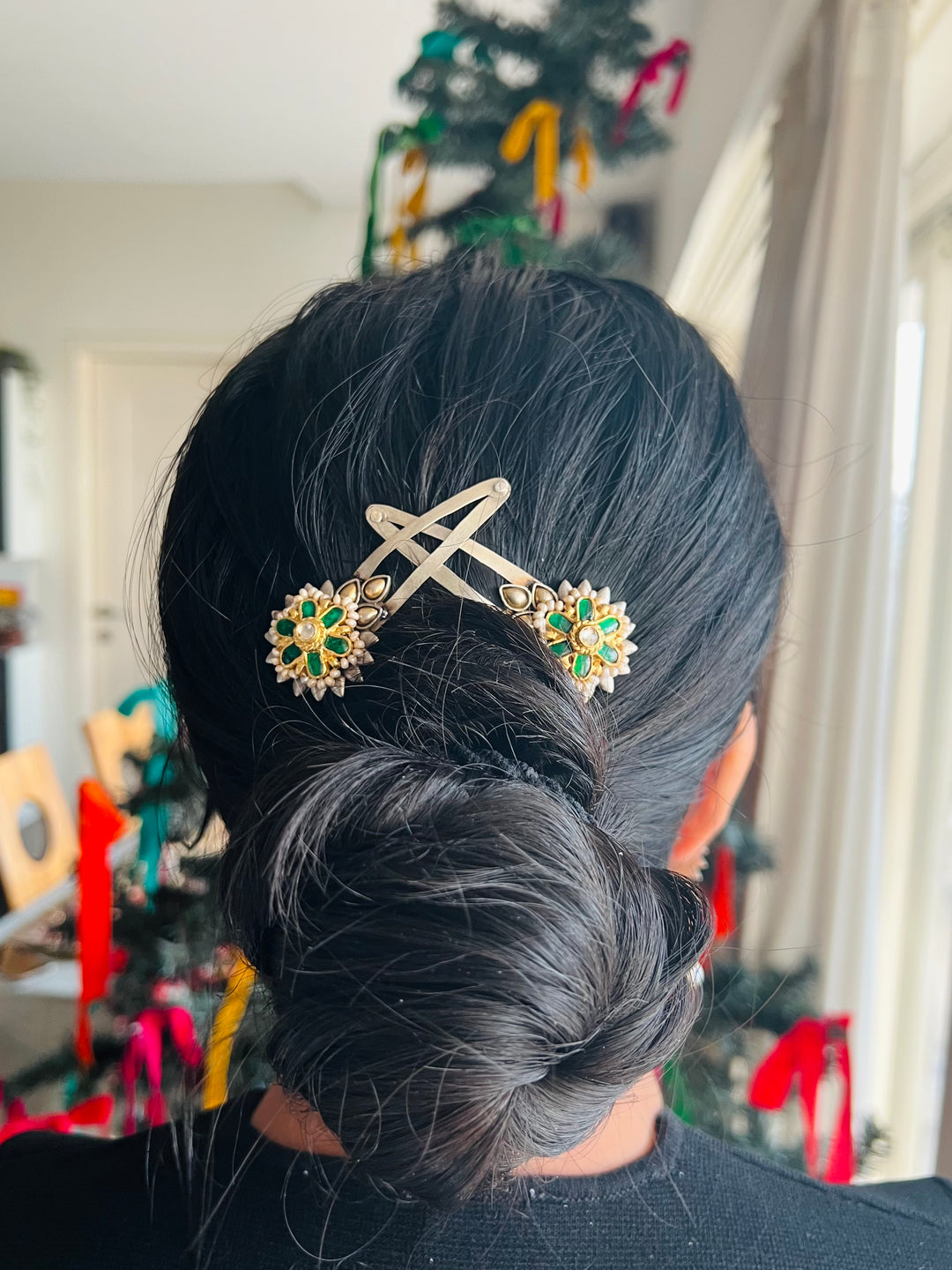 Handmade 925 Silver Kundan Hairpin Set | Premium Artisan Bridal Hair Accessories by SHIVKA