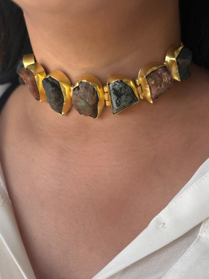 Statement Choker – Gold Brass, Adjustable Necklace