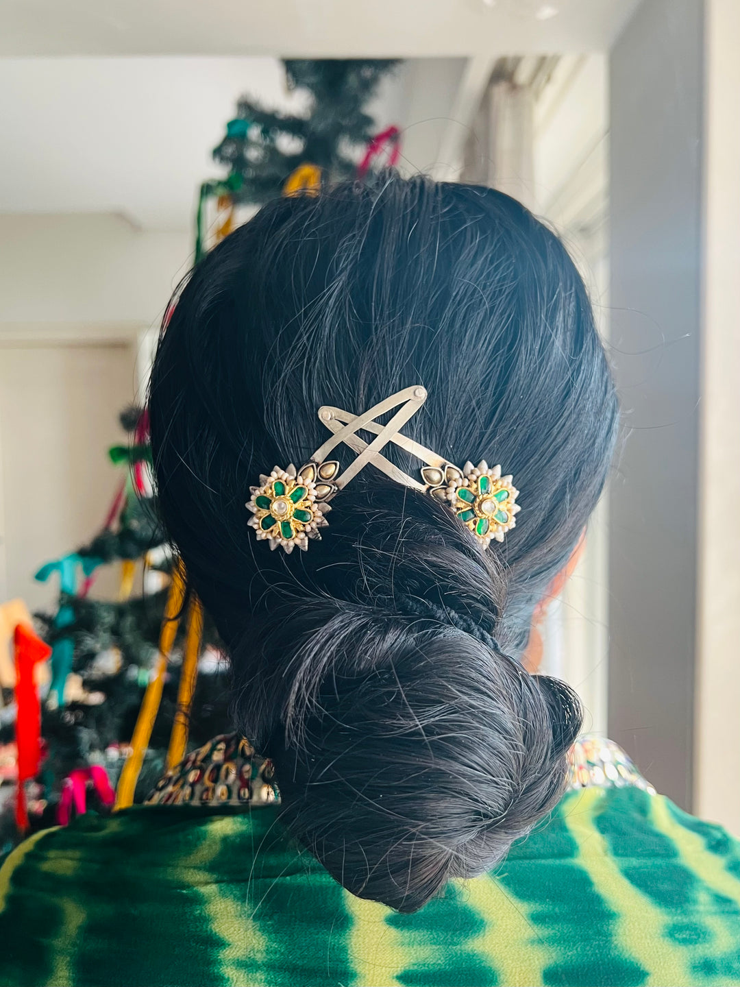 Handmade 925 Silver Kundan Hairpin Set | Premium Artisan Bridal Hair Accessories by SHIVKA