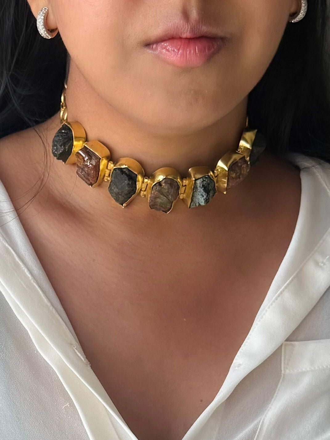 Statement Choker – Gold Brass, Adjustable Necklace