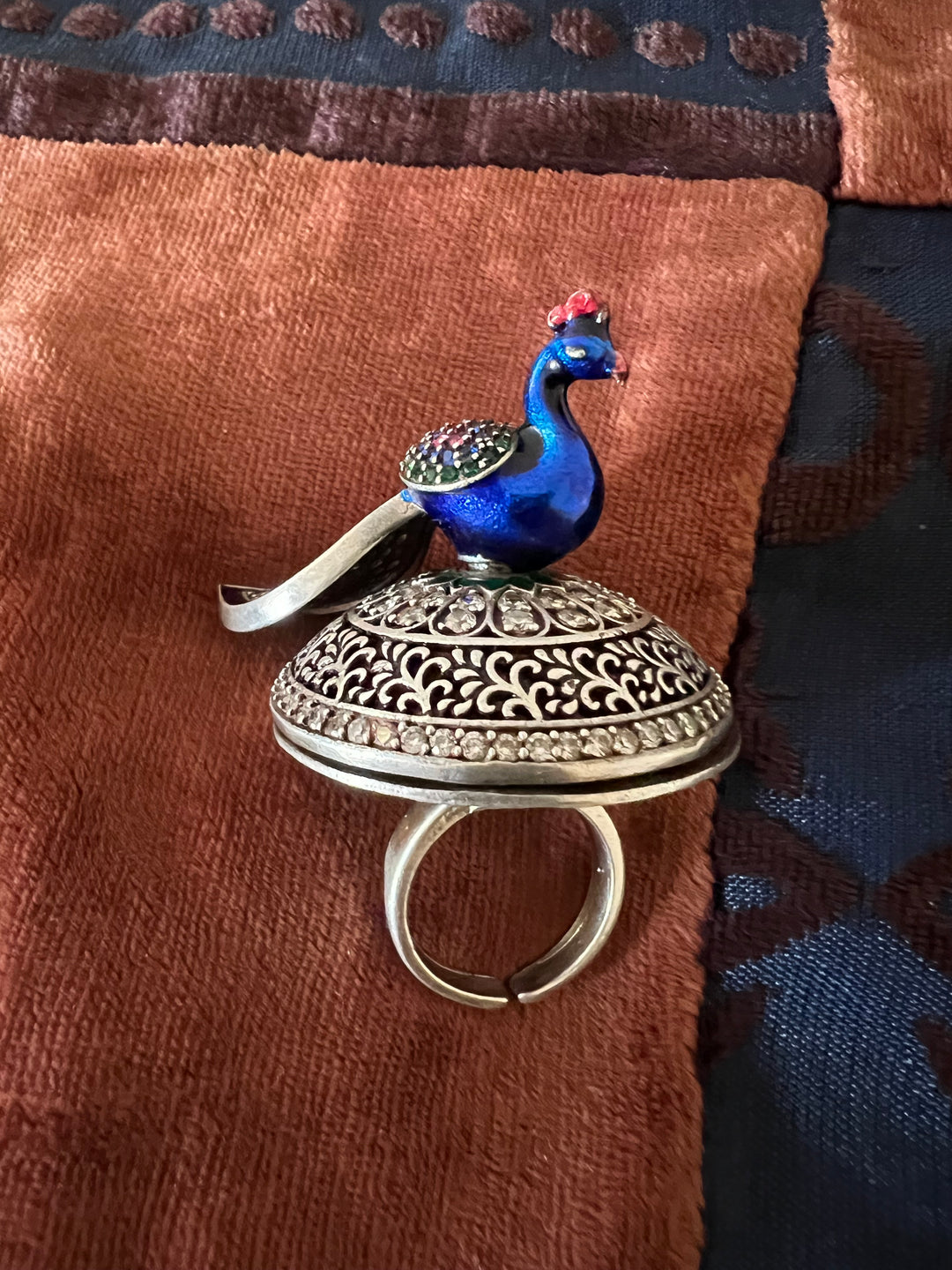 Statement Pure 925 Silver Peacock Ring