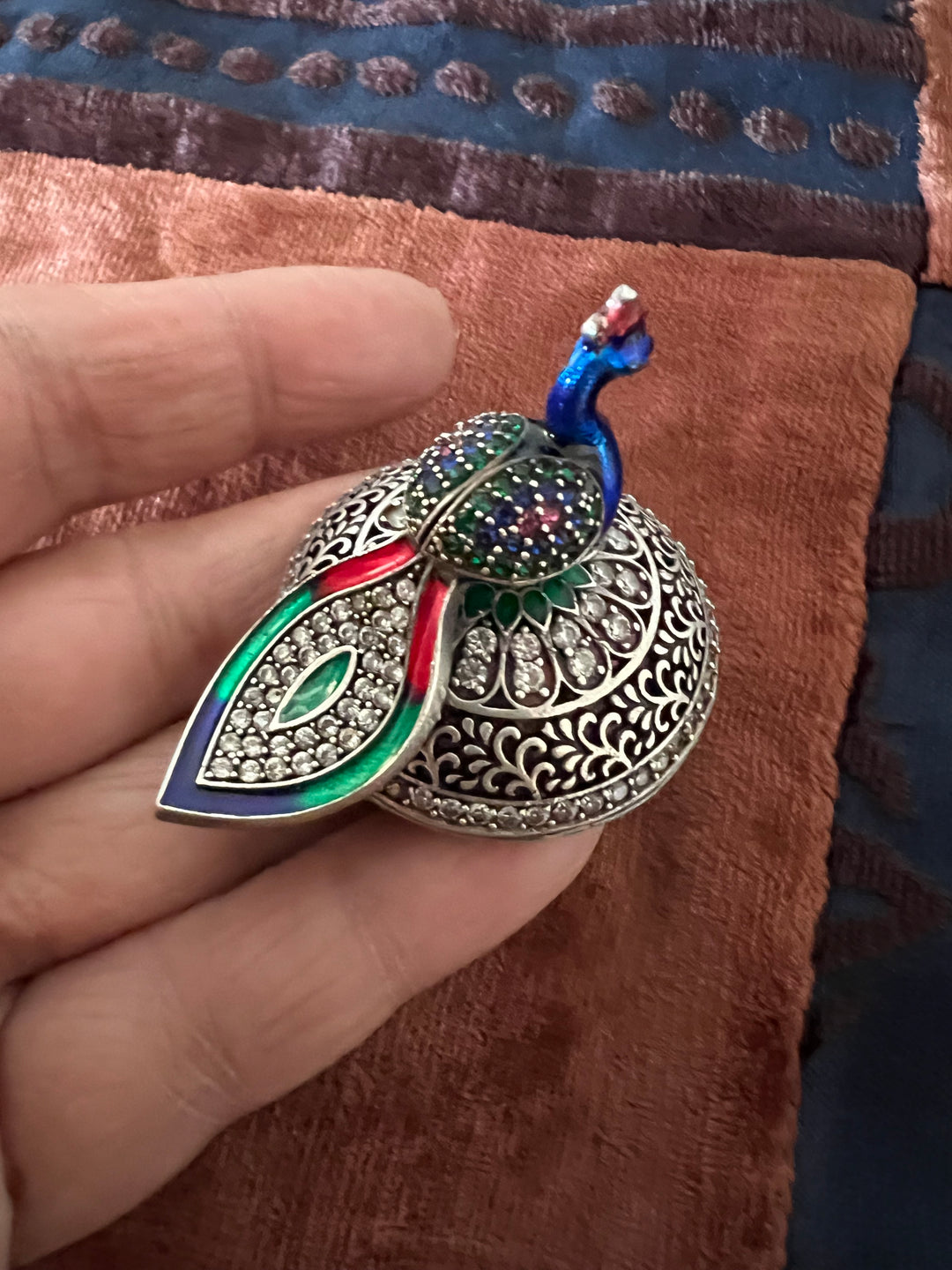 Statement Pure 925 Silver Peacock Ring