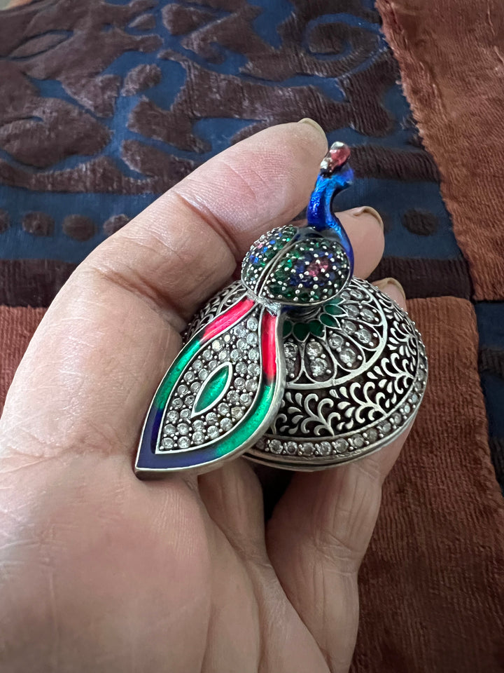 Statement Pure 925 Silver Peacock Ring