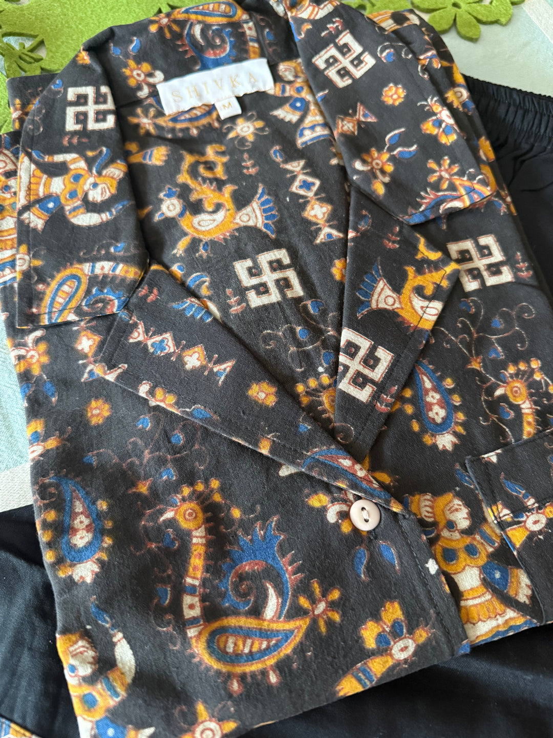 Designer Indian Print Cotton Night Suit - (Shirt and Shorts) Set of Two