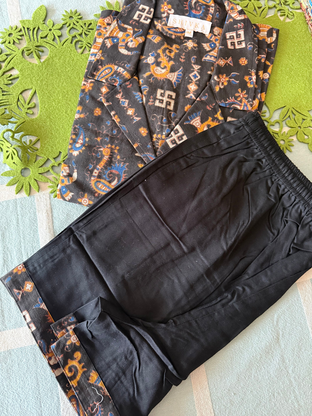 Designer Indian Print Cotton Night Suit - (Shirt and Shorts) Set of Two