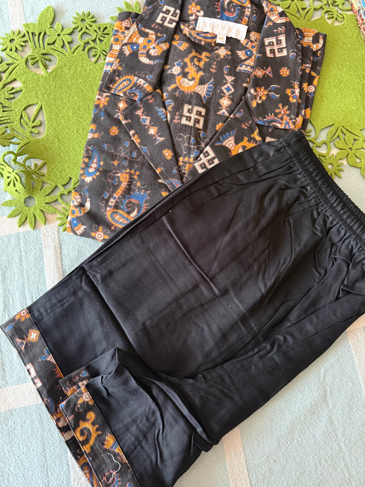 Designer Indian Print Cotton Night Suit - (Shirt and Shorts) Set of Two