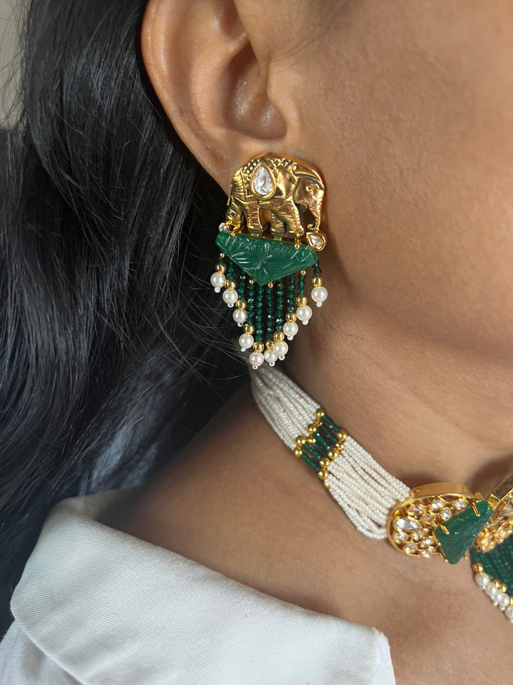 Elephant Design Kundan Choker Necklace Set | SHIVKA | Destination Wedding Jewelry