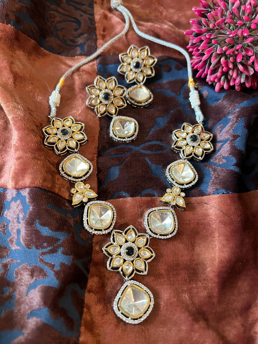 Glamorous Brass and Stone Jewelry Set