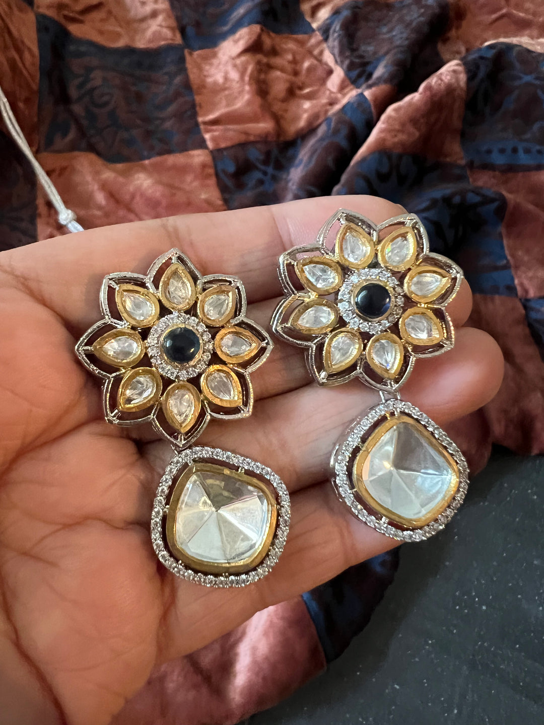 Glamorous Brass and Stone Jewelry Set