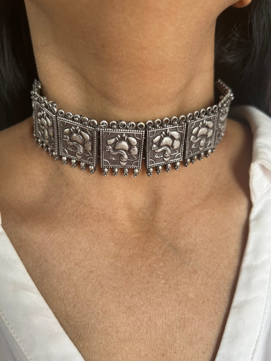 Antique Oxidized Ganesha Choker Necklace Set | Stunning Statement Jewelry