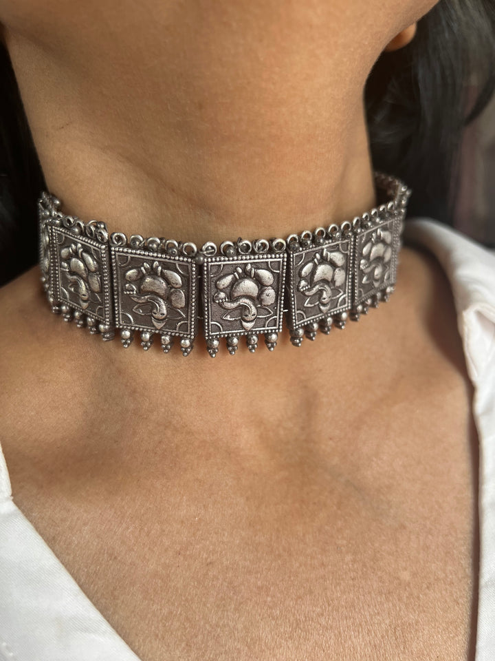 Antique Oxidized Ganesha Choker Necklace Set | Stunning Statement Jewelry
