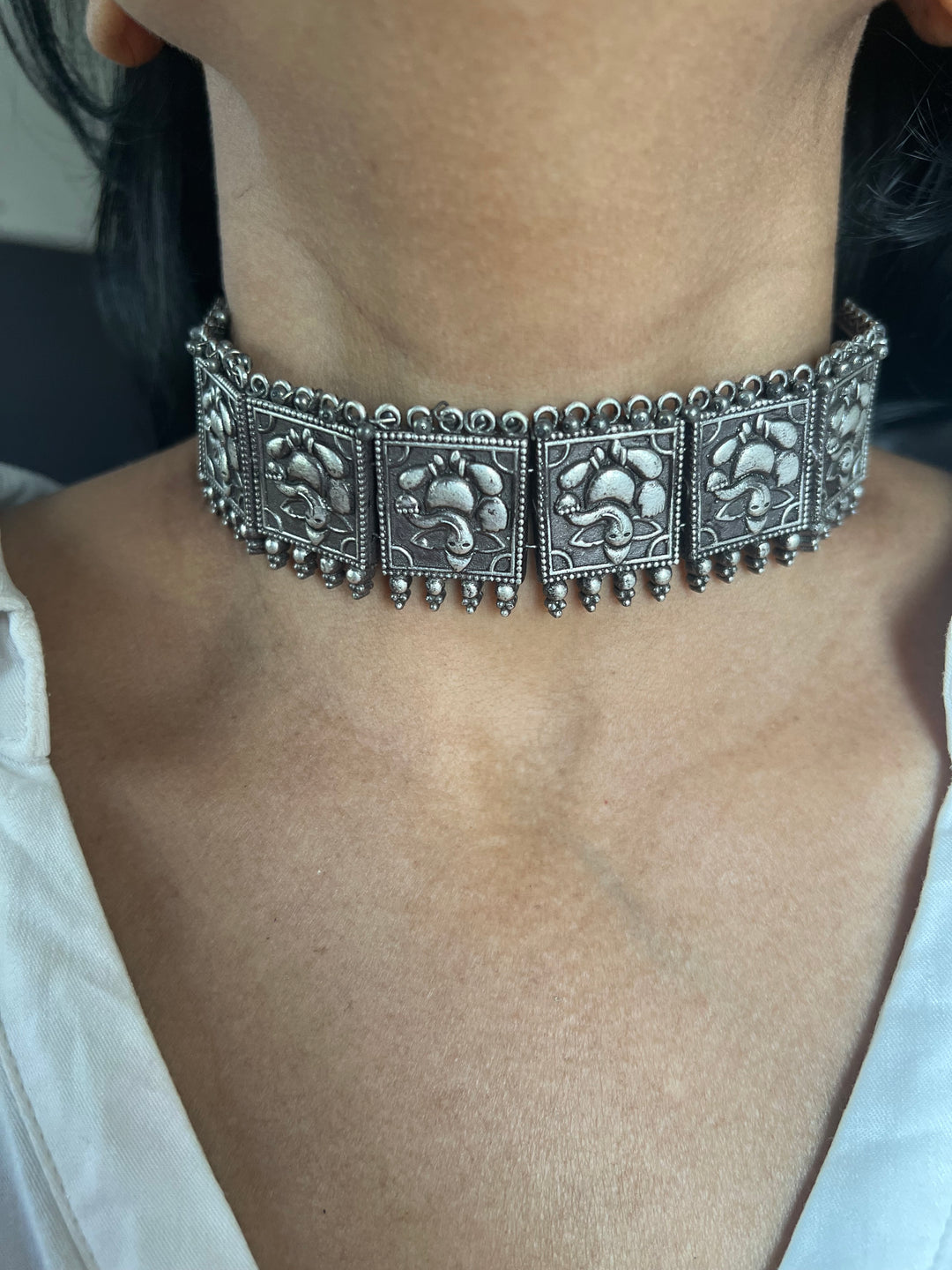 Antique Oxidized Ganesha Choker Necklace Set | Stunning Statement Jewelry