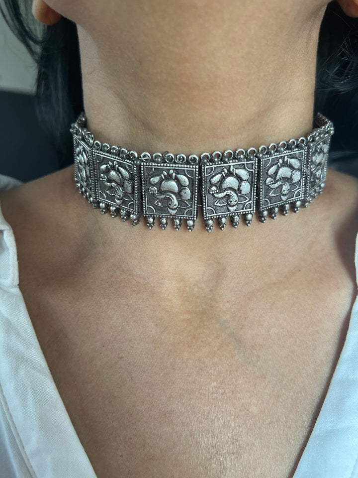 Antique Oxidized Ganesha Choker Necklace Set | Stunning Statement Jewelry