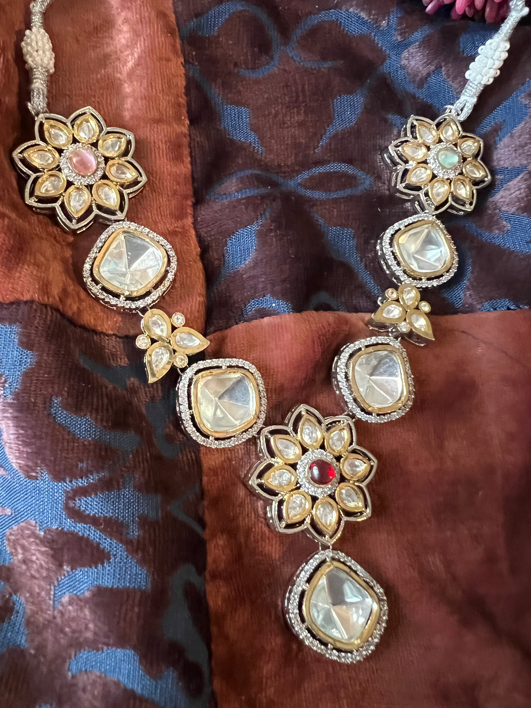 Glamorous Brass and Stone Jewelry Set