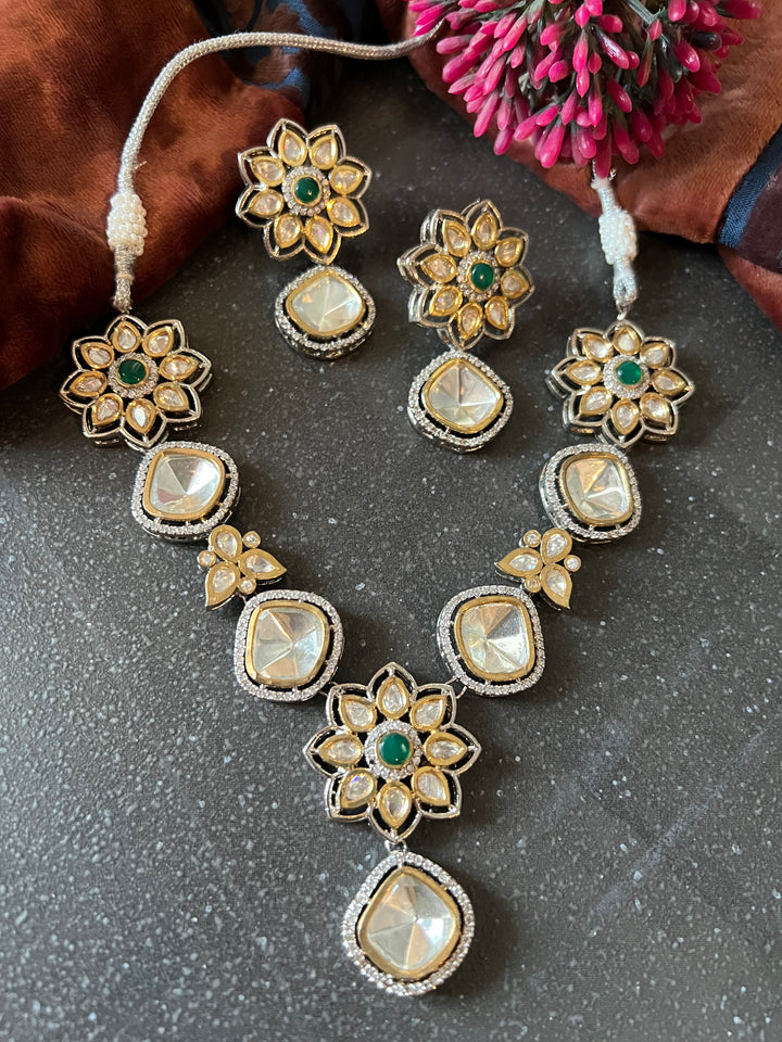 Glamorous Brass and Stone Jewelry Set