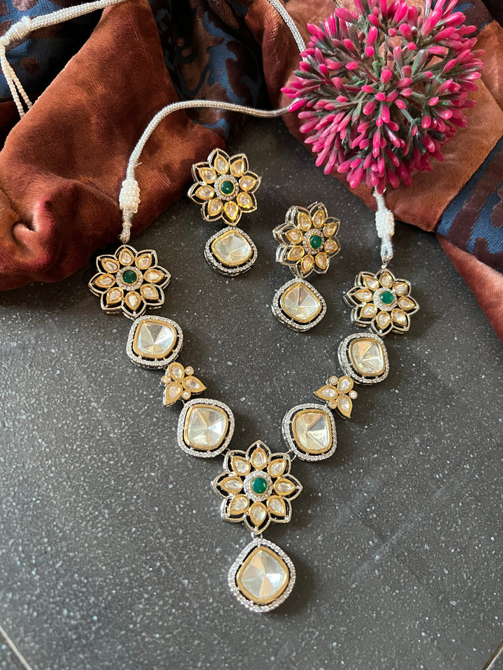 Glamorous Brass and Stone Jewelry Set