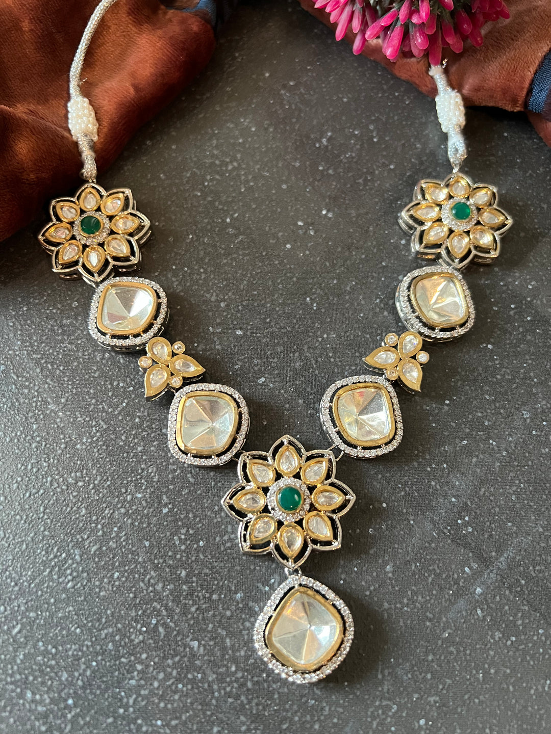 Glamorous Brass and Stone Jewelry Set