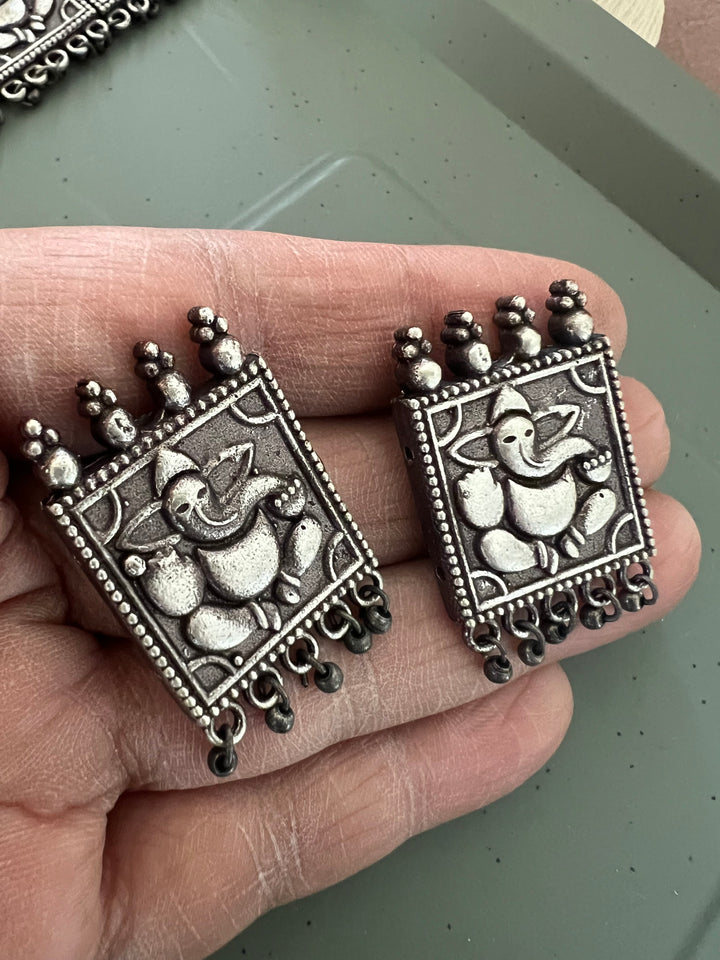 Antique Oxidized Ganesha Choker Necklace Set | Stunning Statement Jewelry