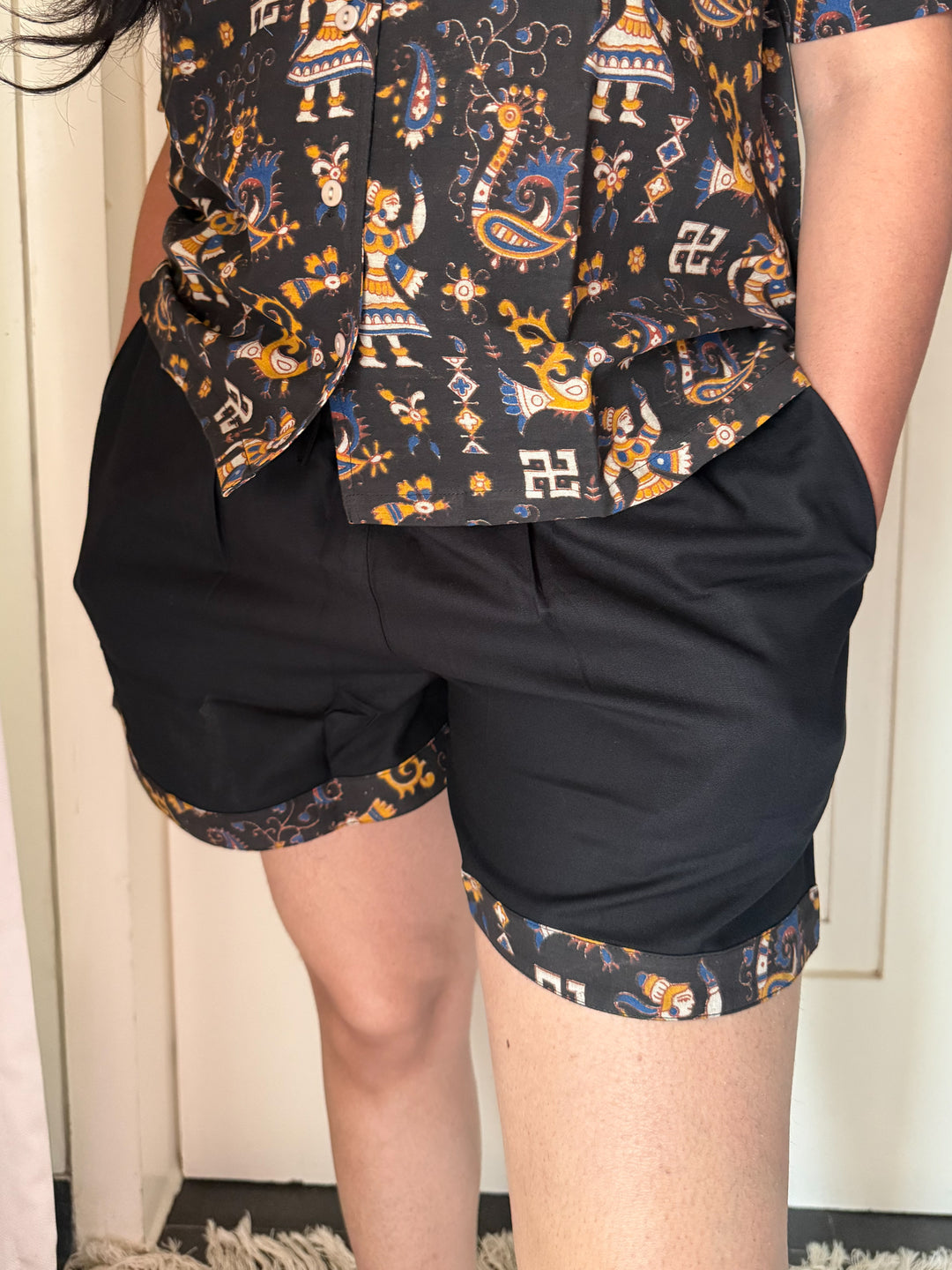 Designer Indian Print Cotton Night Suit - (Shirt and Shorts) Set of Two