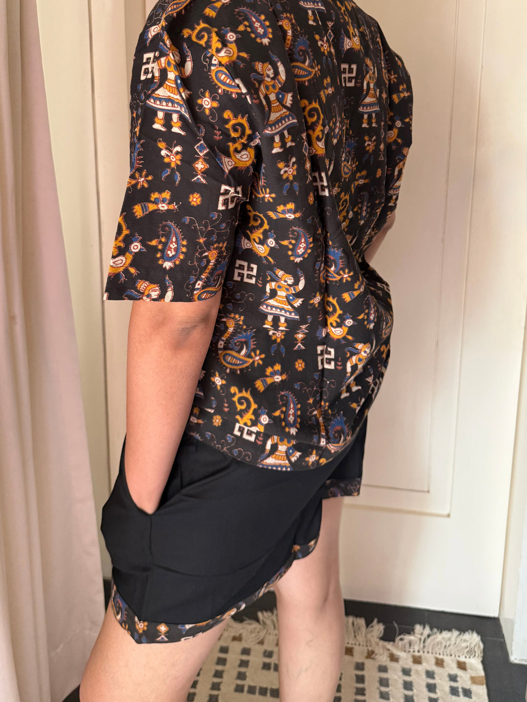Designer Indian Print Cotton Night Suit - (Shirt and Shorts) Set of Two