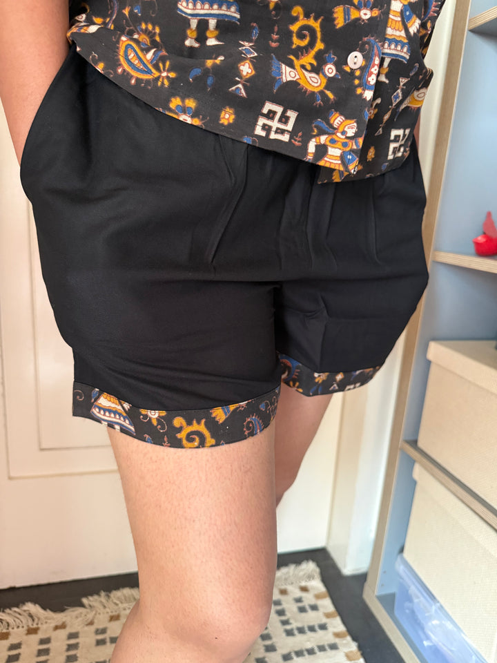 Designer Indian Print Cotton Night Suit - (Shirt and Shorts) Set of Two